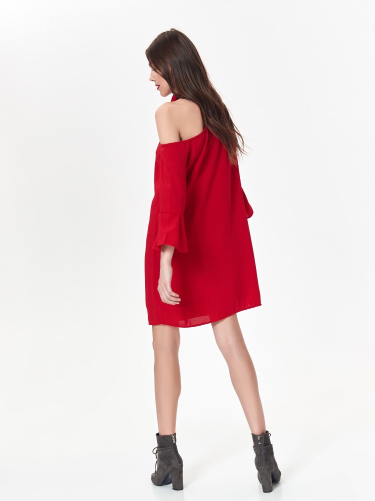 Asymetryczna sukienka damska z wiązaniem na szyi Asymetryczna sukienka damska z wiązaniem na szyi