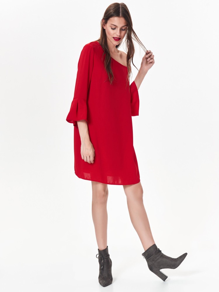 Asymetryczna sukienka damska z wiązaniem na szyi Asymetryczna sukienka damska z wiązaniem na szyi