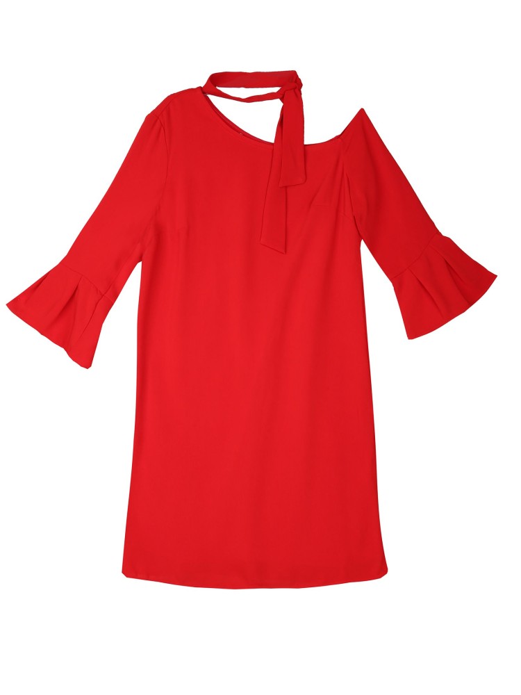 Asymetryczna sukienka damska z wiązaniem na szyi Asymetryczna sukienka damska z wiązaniem na szyi