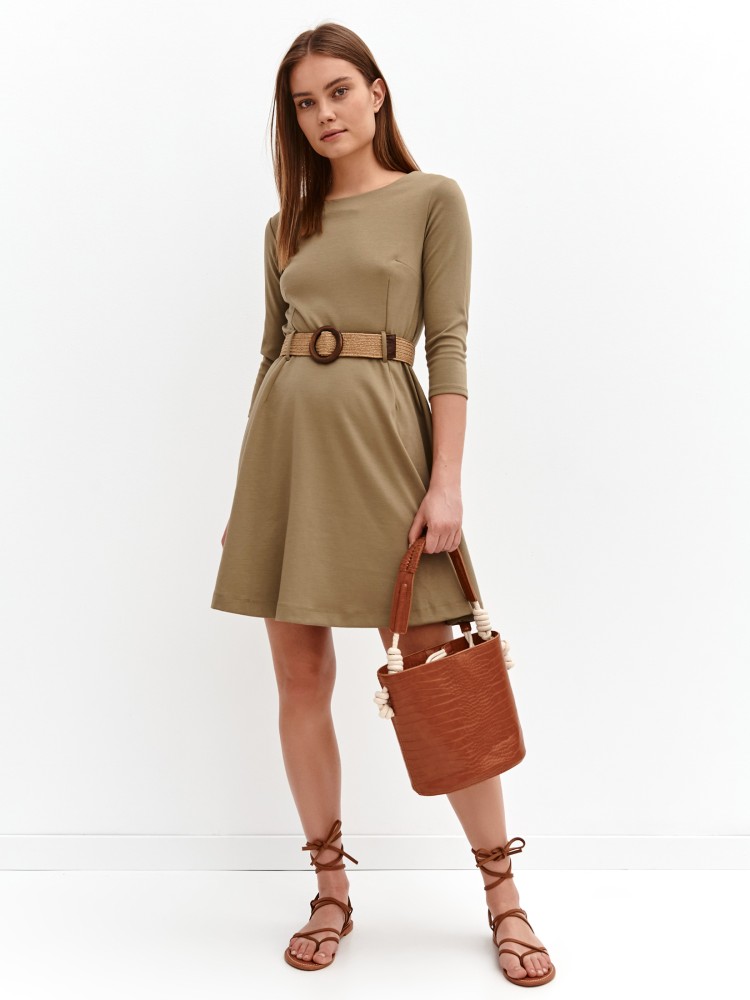 Dzianinowa sukienka fit & flare z plecionym paskiem