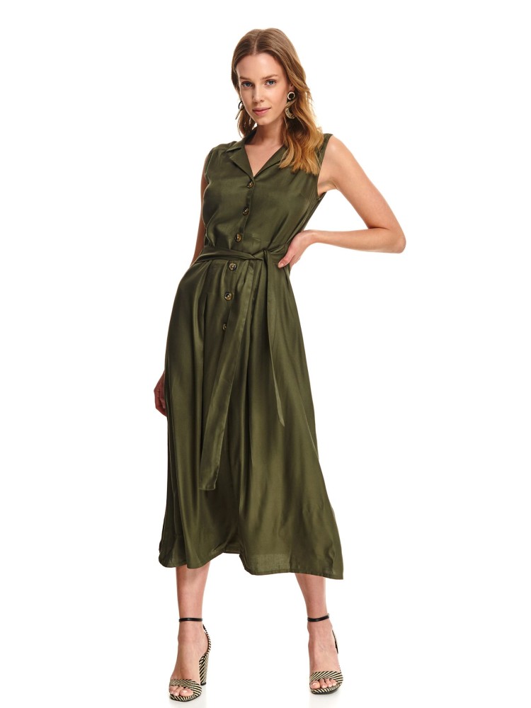 Sukienka khaki z odkrytymi ramionami