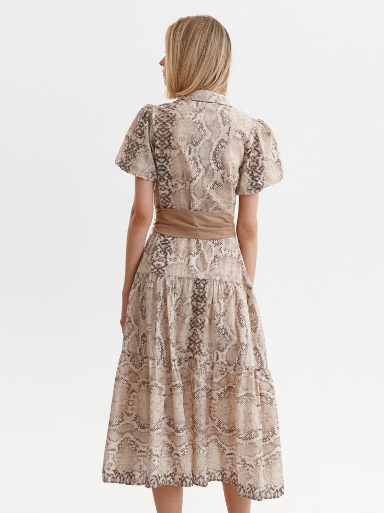 Sukienka w wężowy print z bufiastymi rękawami