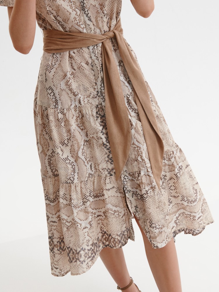 Sukienka w wężowy print z bufiastymi rękawami