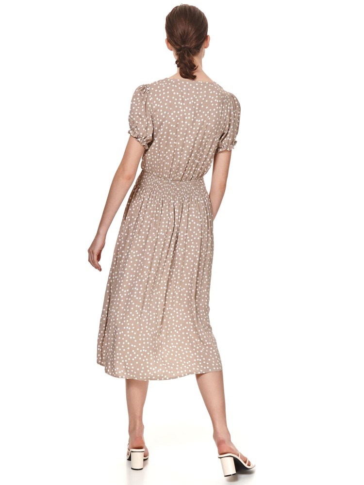 Sukienka midi w grochy, z gumą w pasie