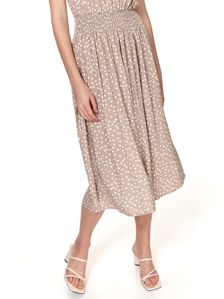 Sukienka midi w grochy, z gumą w pasie