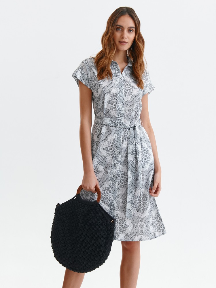 Szmizjerka z krótkim rękawem, w drobny wzór