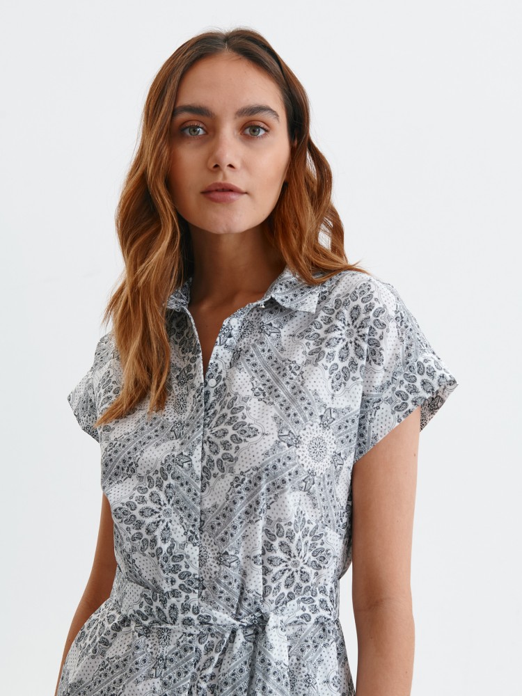 Szmizjerka z krótkim rękawem, w drobny wzór