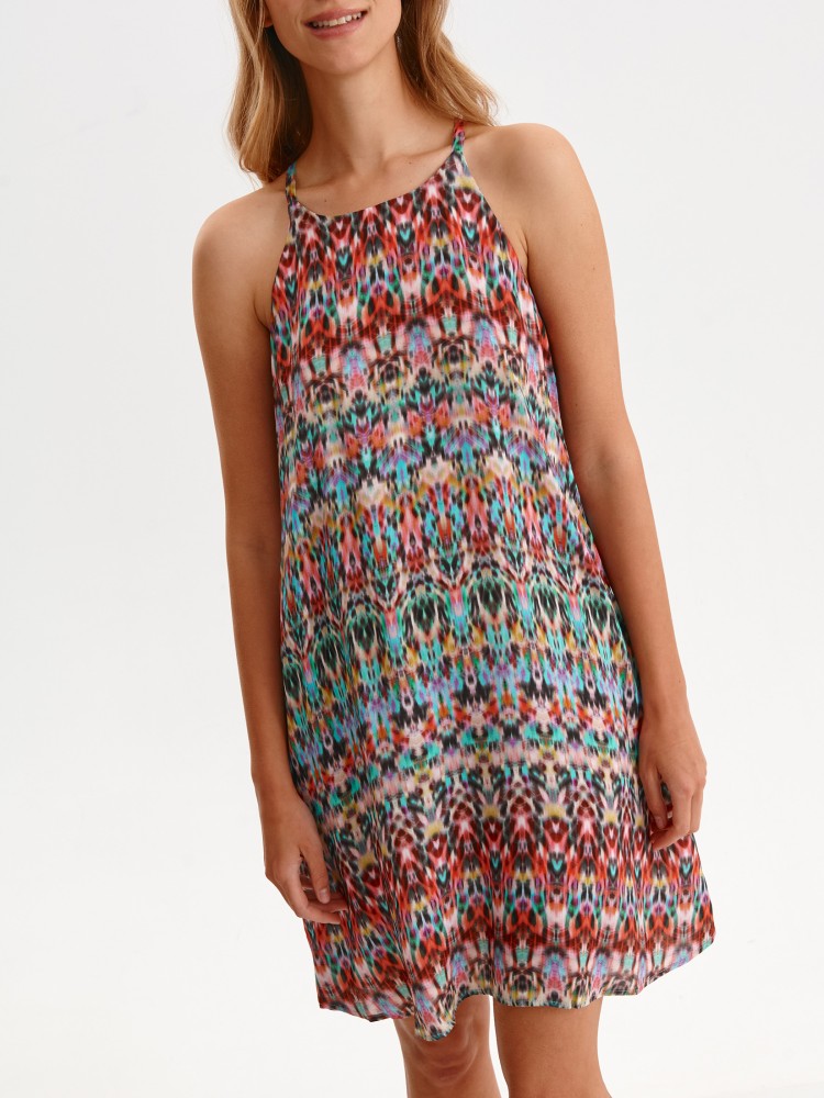 Sukienka z dekoltem halter w kolorowy nadruk Sukienka z dekoltem halter w kolorowy nadruk