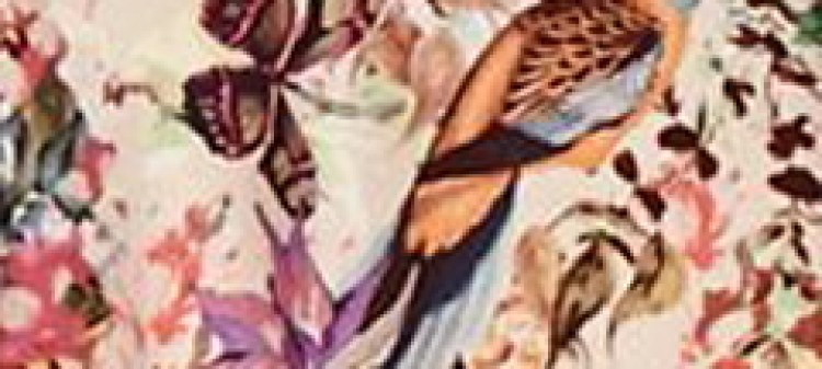 Sukienka z dekoltem halter w kolorowy nadruk