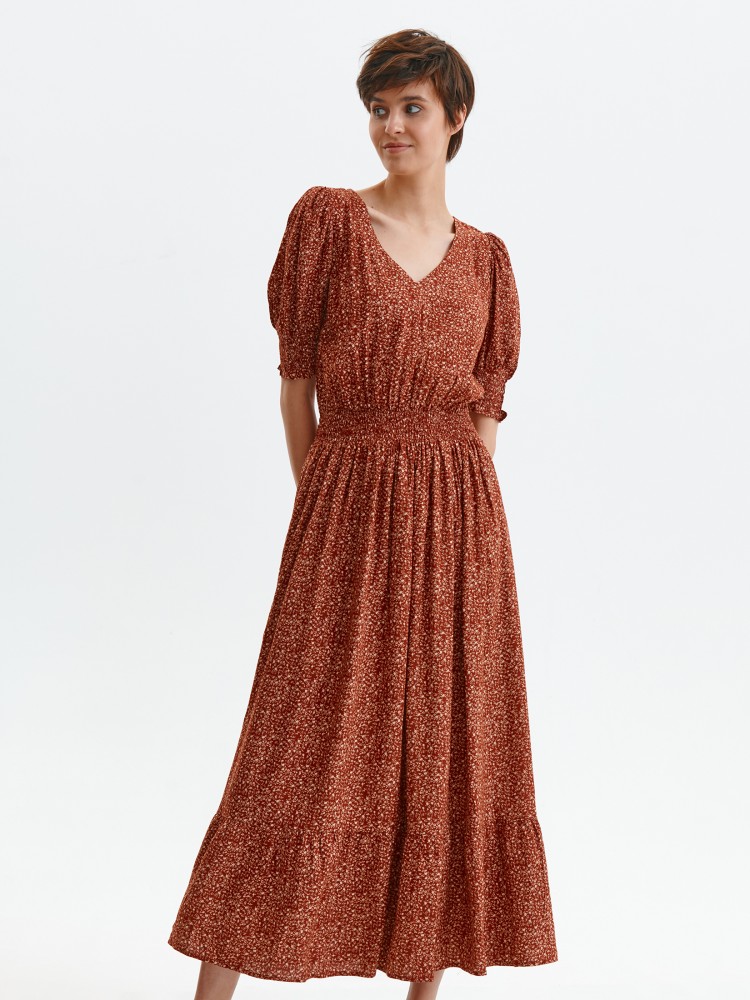 Sukienka z bufkami i szeroką gumą w pasie