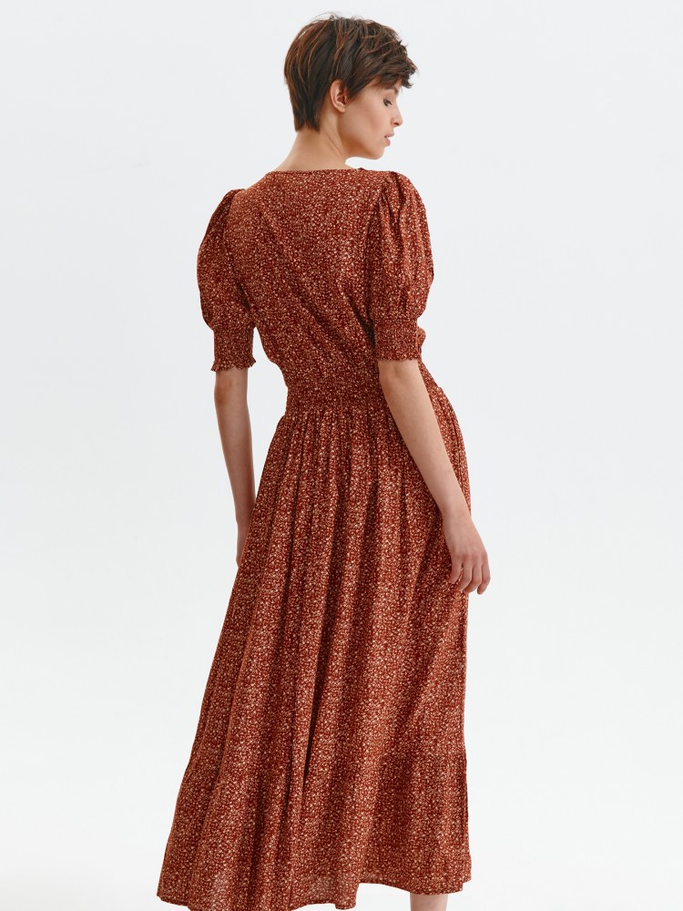 Sukienka z bufkami i szeroką gumą w pasie