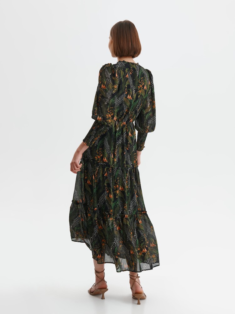 Sukienka maxi z gumkami w rękawach