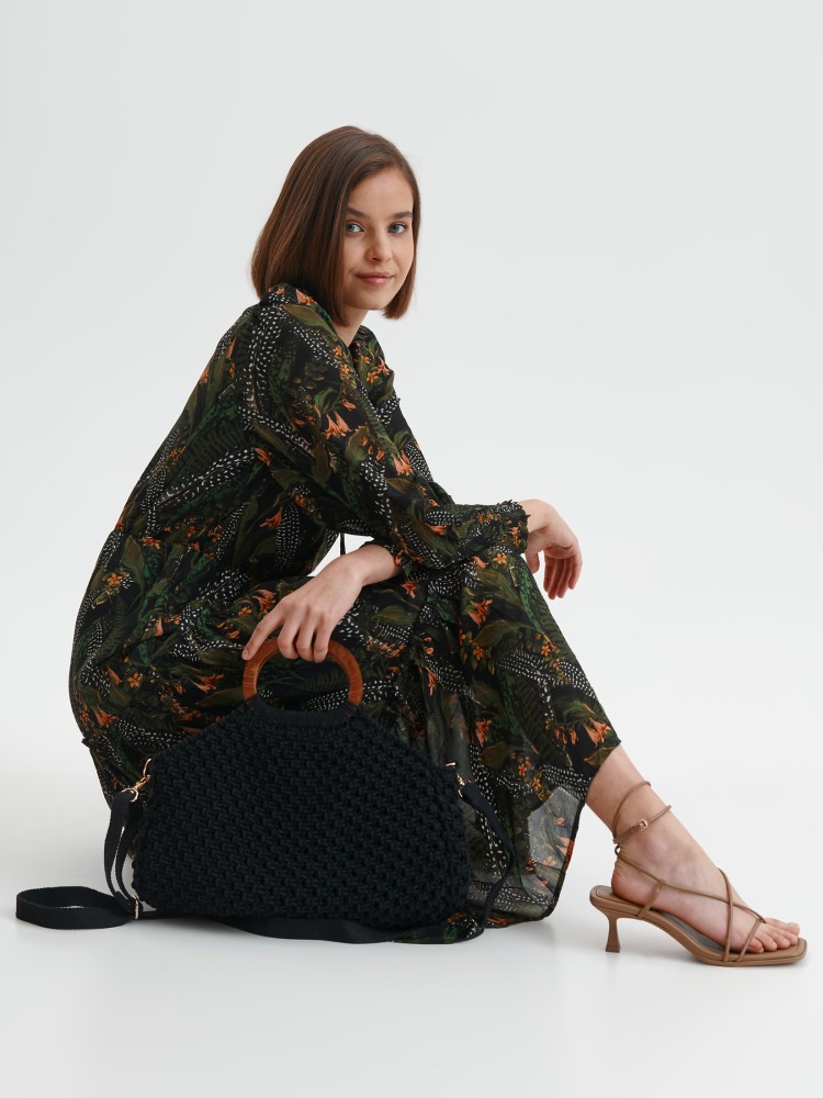 Sukienka maxi z gumkami w rękawach