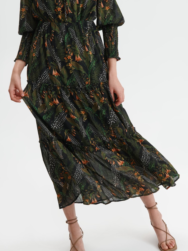 Sukienka maxi z gumkami w rękawach