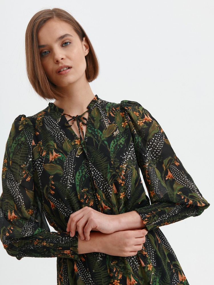 Sukienka maxi z gumkami w rękawach