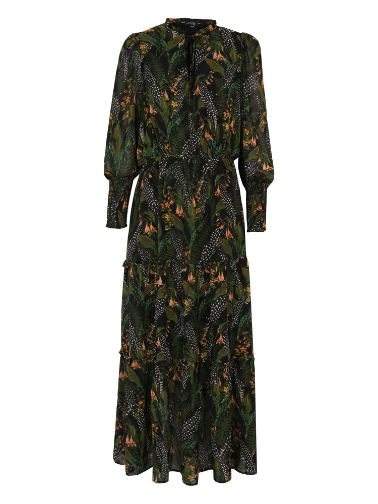 Sukienka maxi z gumkami w rękawach