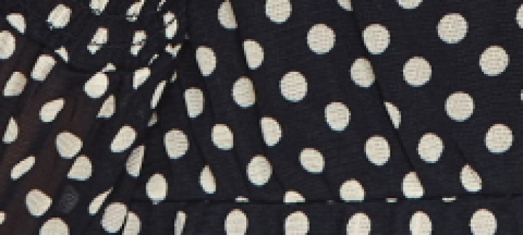 Sukienka w grochy z falbanami przy ramionach Sukienka w grochy z falbanami przy ramionach