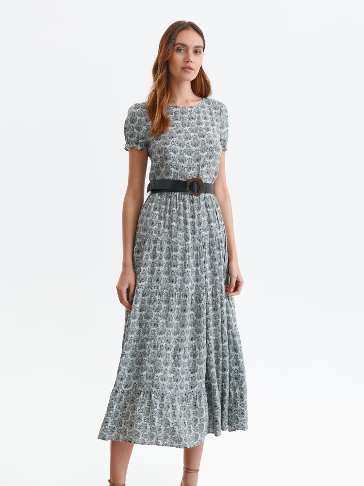 Sukienka maxi z nadrukiem i paskiem