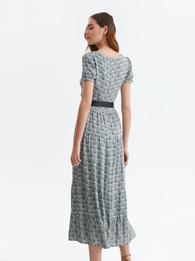 Sukienka maxi z nadrukiem i paskiem