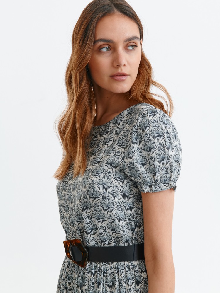 Sukienka maxi z nadrukiem i paskiem