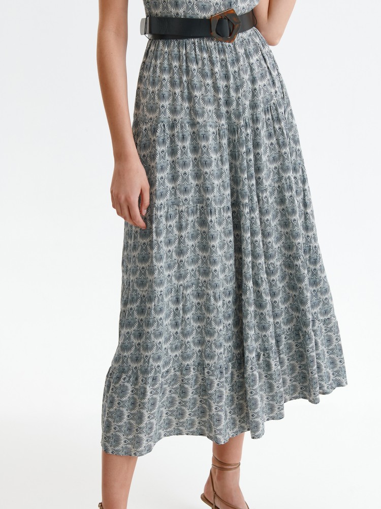 Sukienka maxi z nadrukiem i paskiem