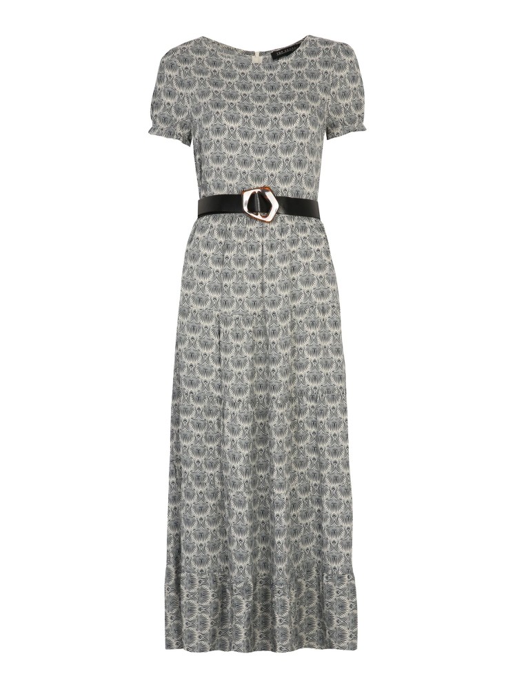 Sukienka maxi z nadrukiem i paskiem