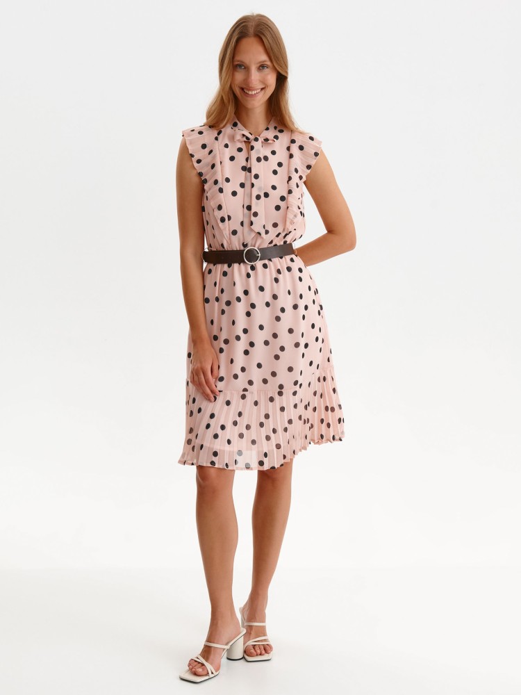 Sukienka damska w grochy z plisowanym dołem