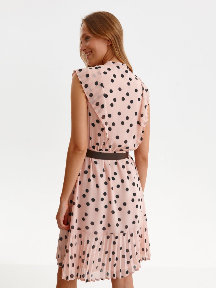 Sukienka damska w grochy z plisowanym dołem
