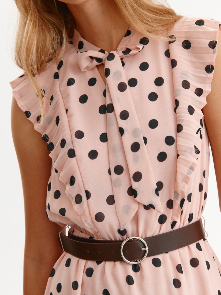 Sukienka damska w grochy z plisowanym dołem