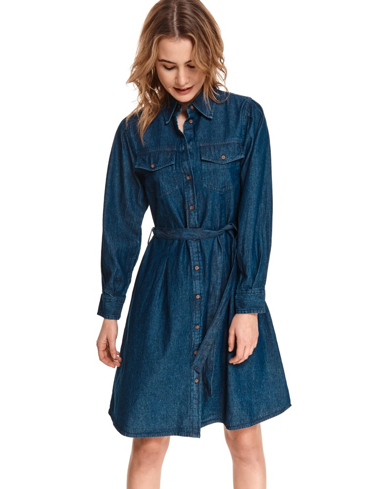 Jeansowa sukienka z paskiem