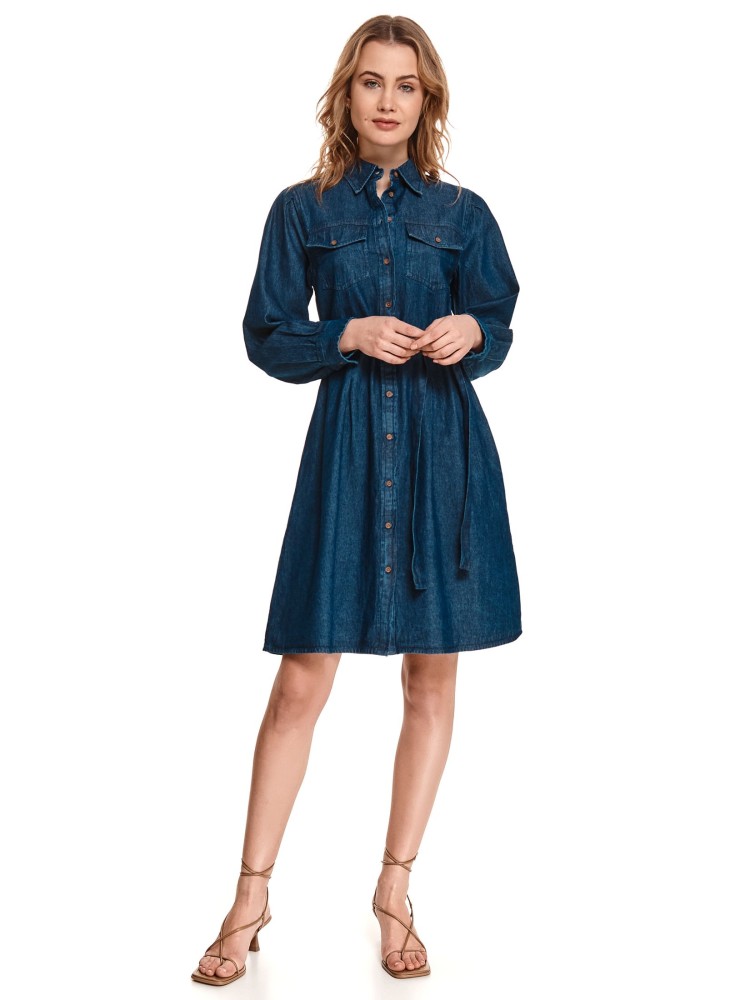 Jeansowa sukienka z paskiem