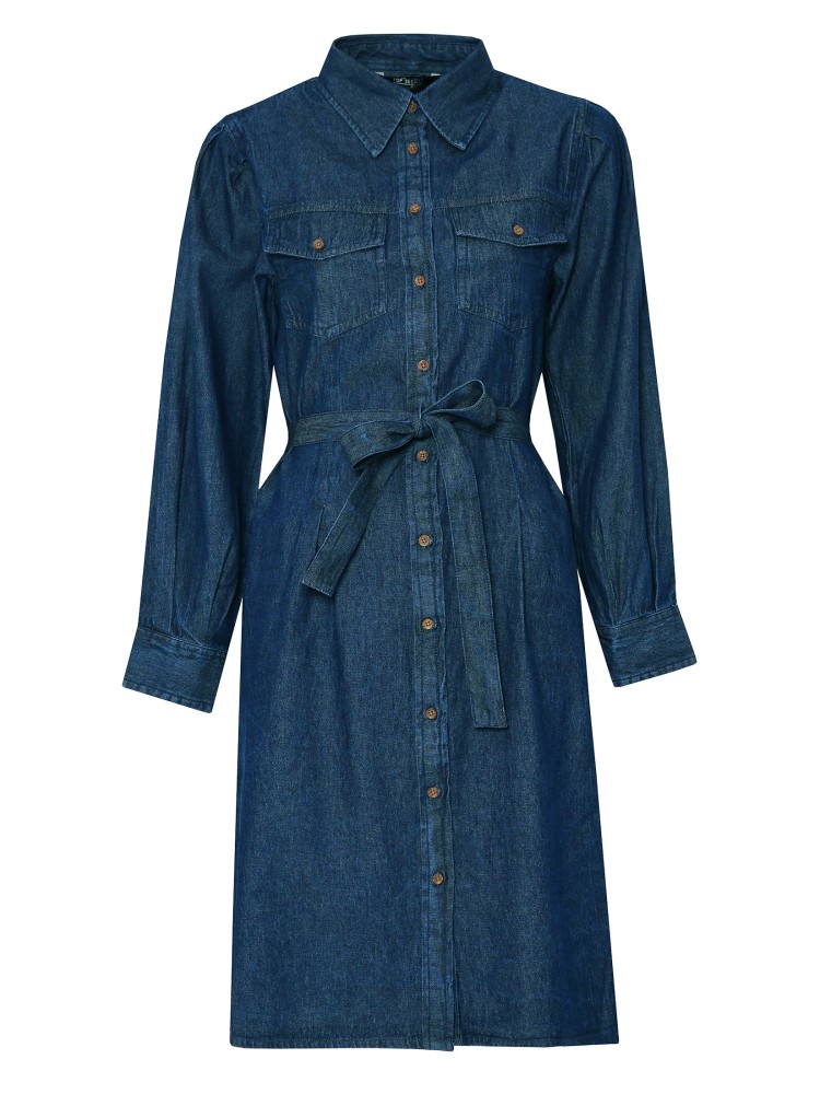 Jeansowa sukienka z paskiem
