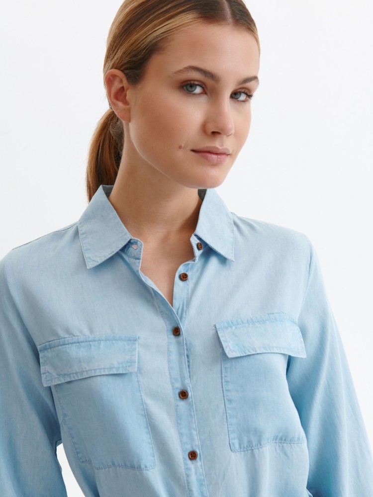 Sukienka koszulowa z cienkiego denimu