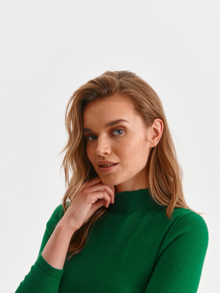 Rozkloszowana sukienka z długim rękawem i półgolfem Rozkloszowana sukienka z długim rękawem i półgolfem