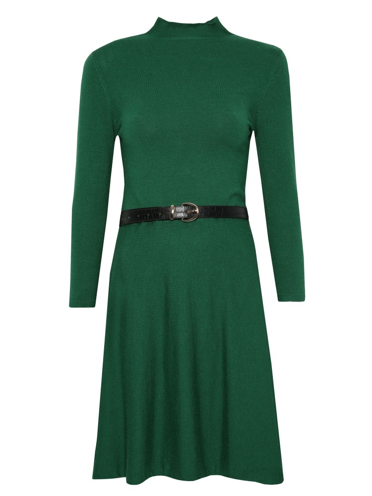 Rozkloszowana sukienka z długim rękawem i półgolfem Rozkloszowana sukienka z długim rękawem i półgolfem