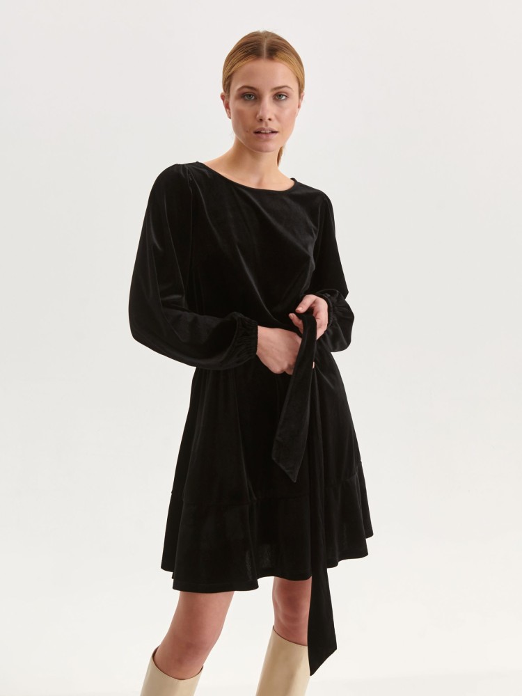 Sukienka welurowa z wiązaniem