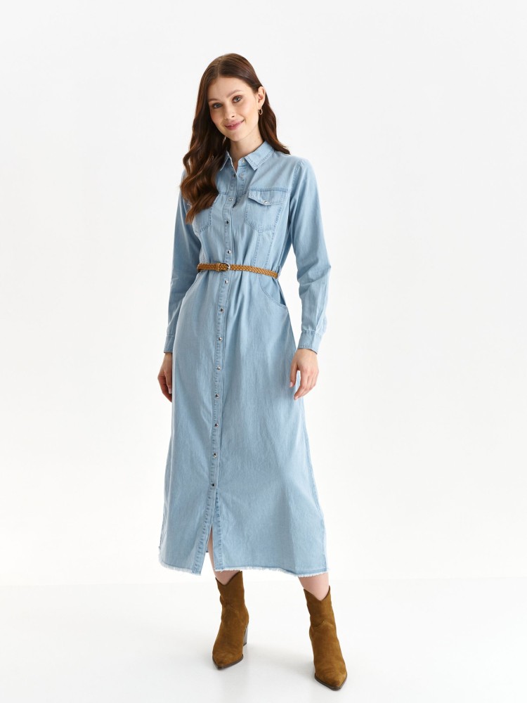 Koszulowa sukienka midi z paskiem