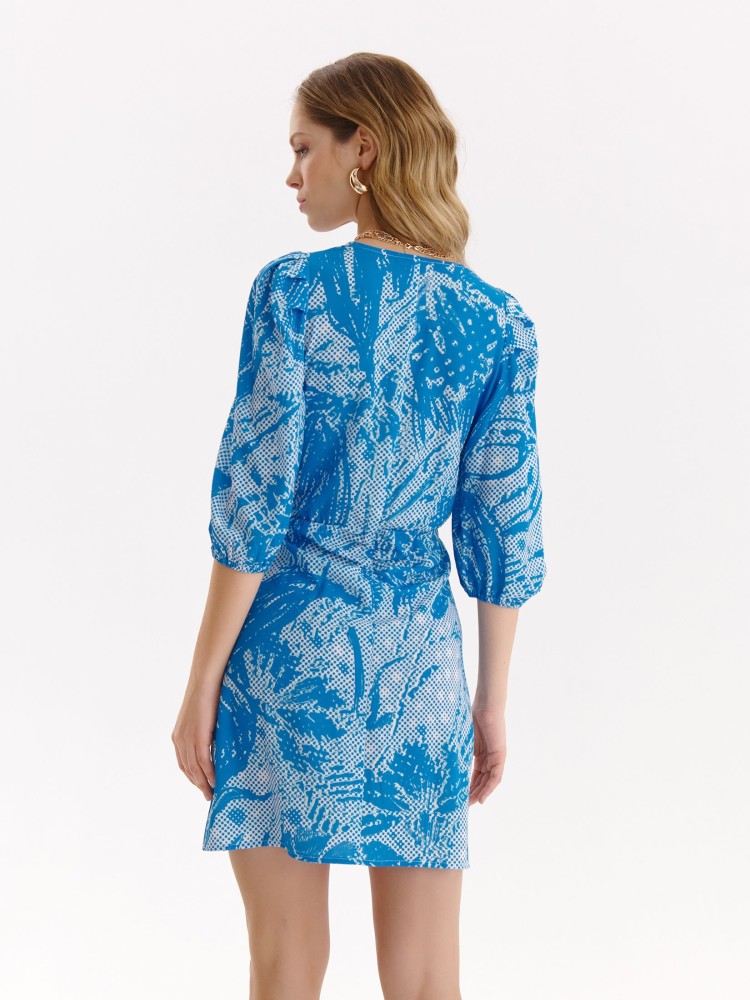 Printowana sukienka z ozdobnymi plisami Printowana sukienka z ozdobnymi plisami