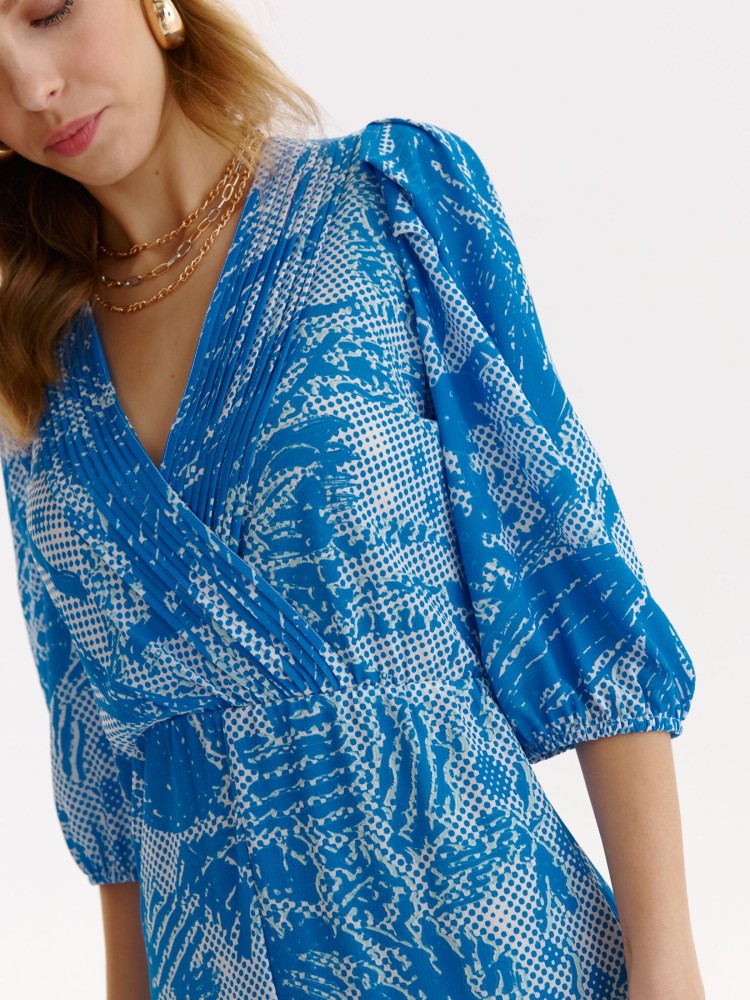 Printowana sukienka z ozdobnymi plisami Printowana sukienka z ozdobnymi plisami