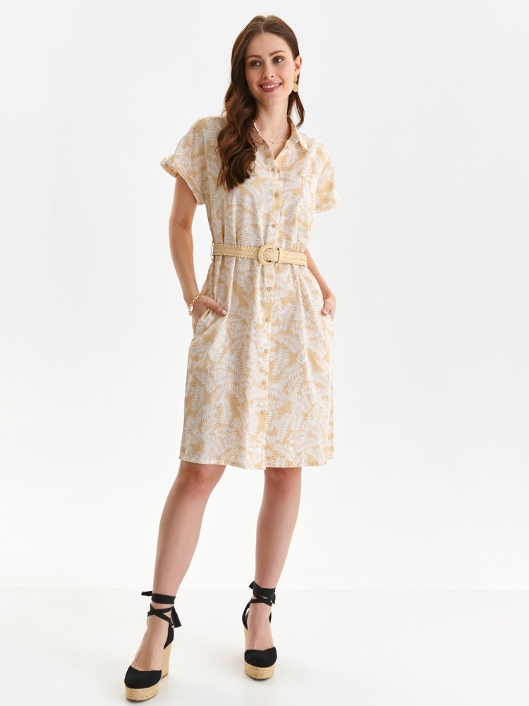 Printowana sukienka z paskiem