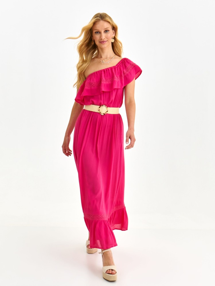 Gładka sukienka z ozdobnymi taśmami