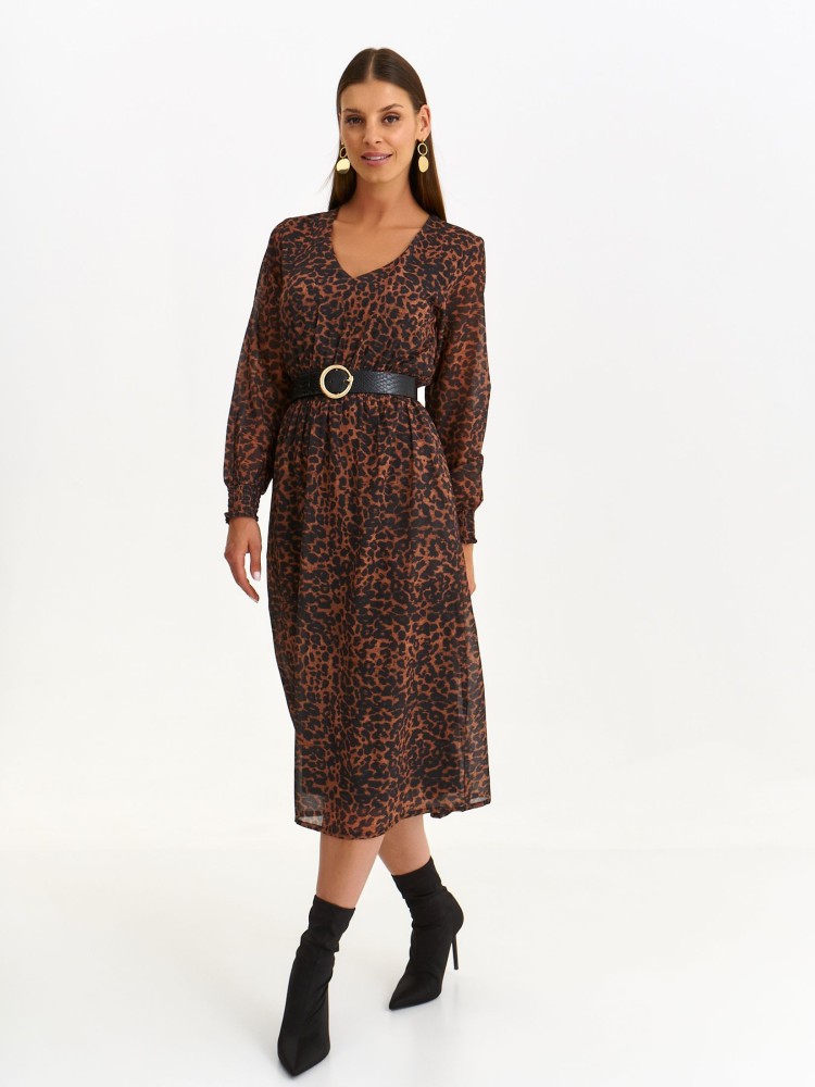 Długa sukienka w panterkę