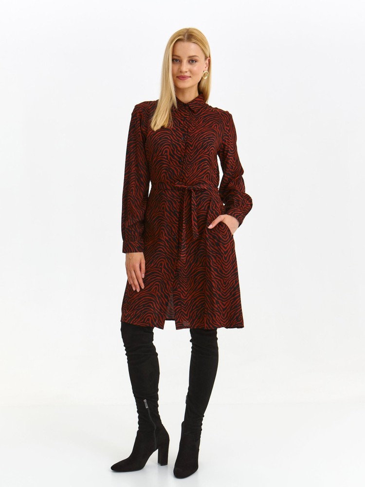 Wiskozowa sukienka midi z długim rękawem