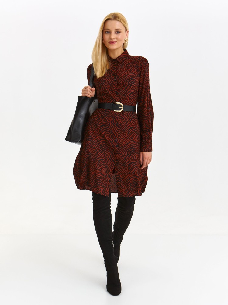 Wiskozowa sukienka midi z długim rękawem