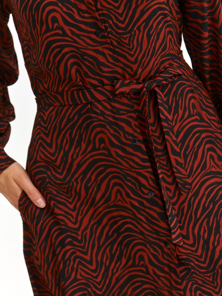 Wiskozowa sukienka midi z długim rękawem