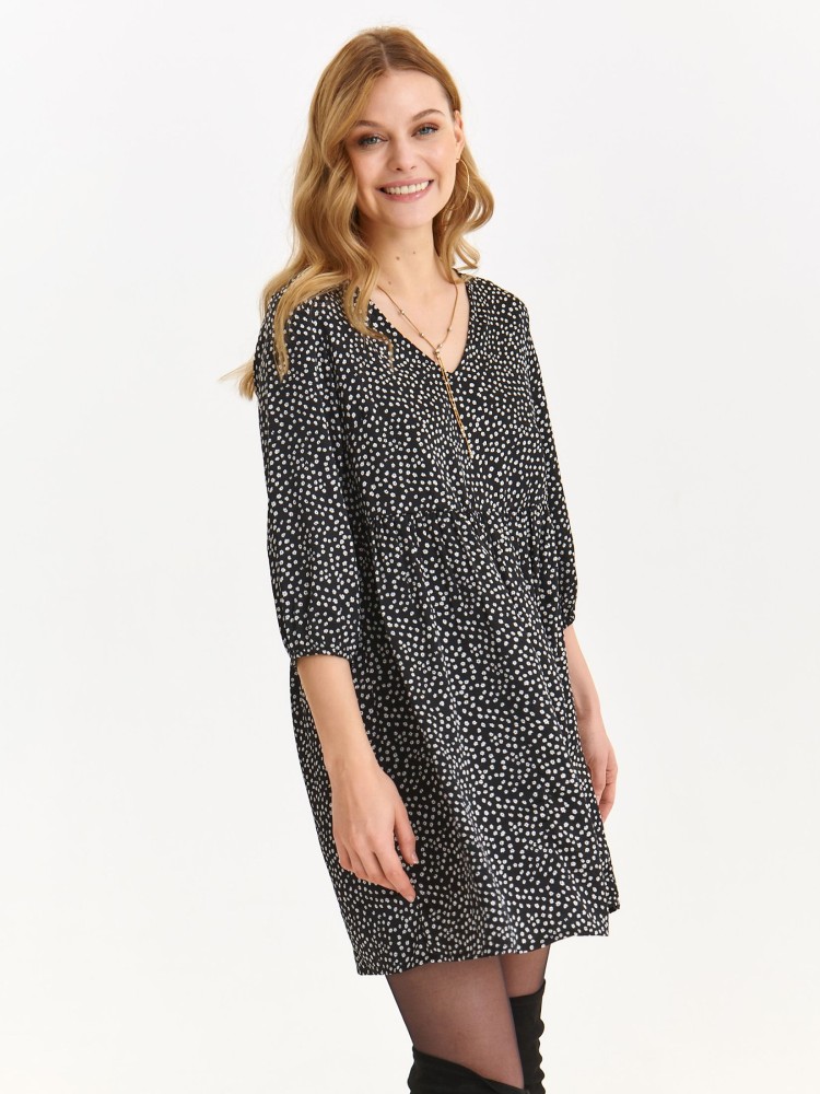 Printowana sukienka z trójkątnym dekoltem Printowana sukienka z trójkątnym dekoltem