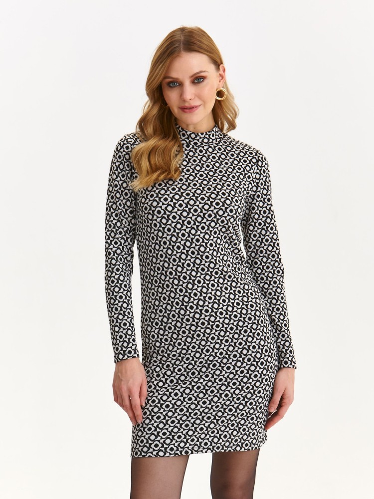 Dzianinowana sukienka mini w retro print Dzianinowana sukienka mini w retro print