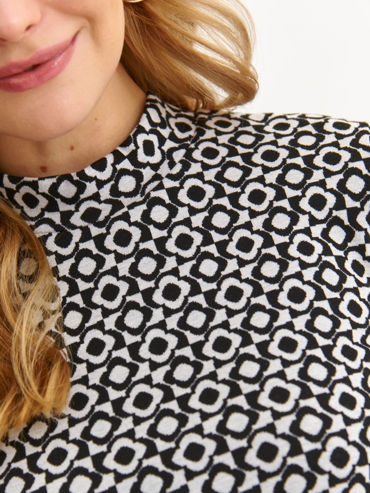 Dzianinowana sukienka mini w retro print Dzianinowana sukienka mini w retro print