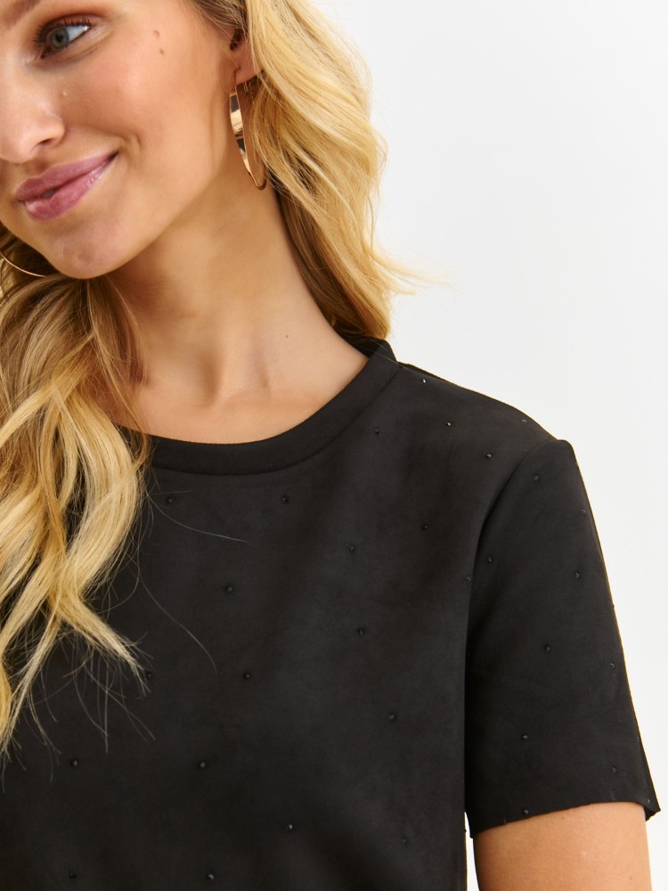 Dzianinowa sukienka mini z kryształkami Dzianinowa sukienka mini z kryształkami