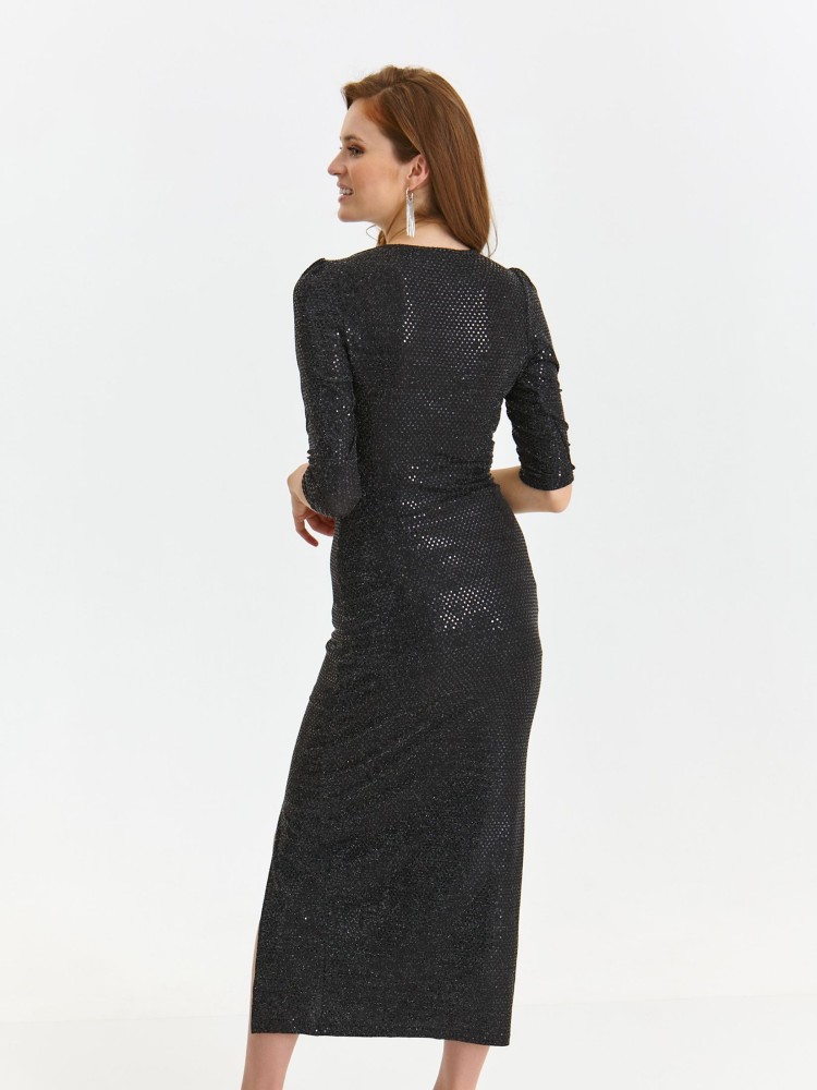 Długa, błyszcząca sukienka z efektownym  rozcięciem Długa, błyszcząca sukienka z efektownym  rozcięciem